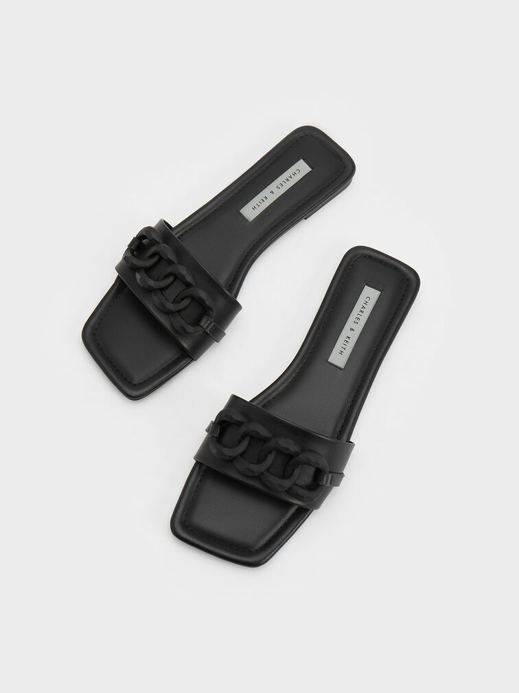Chunky Chain-Link Slide Sandals, , hi-res