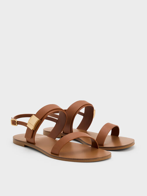 Yvette Double-Strap Sandals, Brown, hi-res