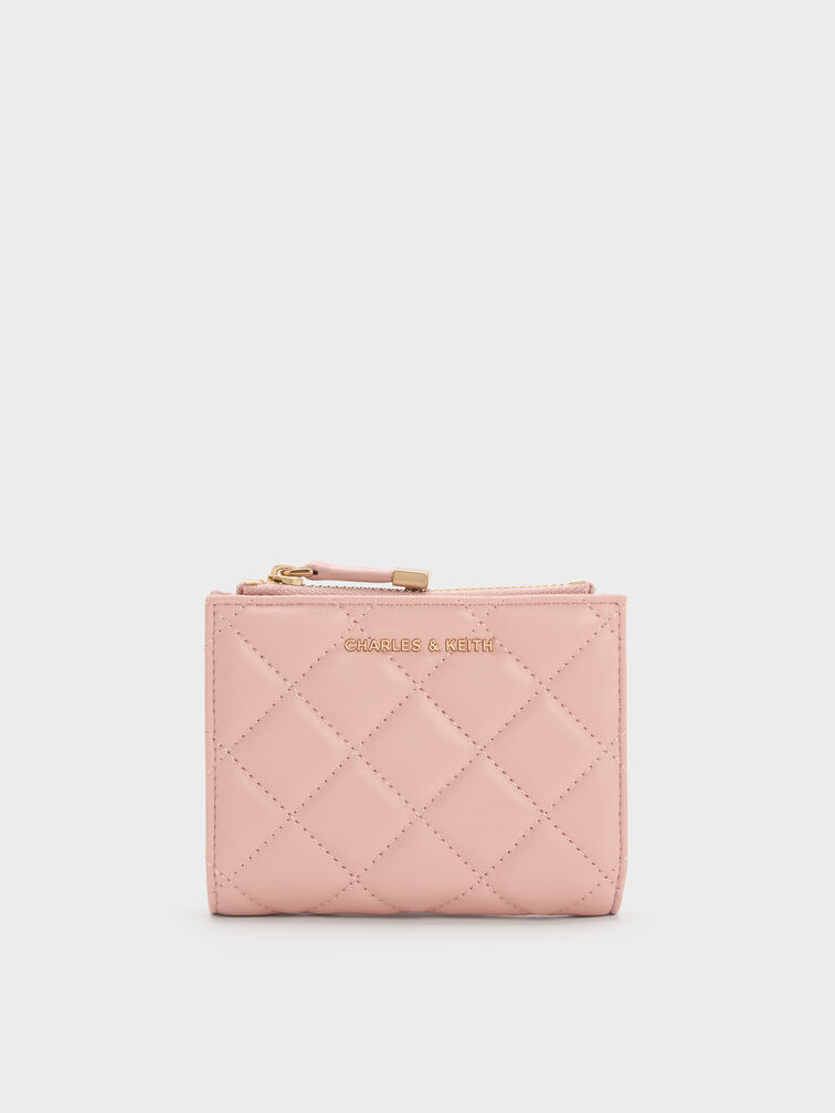 Alva Quilted Top-Zip Small Wallet, Pink, hi-res