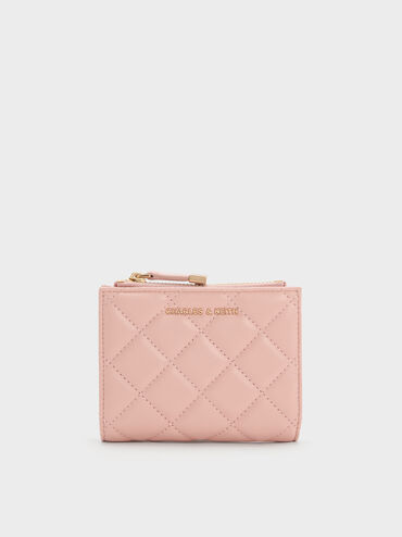 Alva Quilted Top-Zip Small Wallet, Pink, hi-res