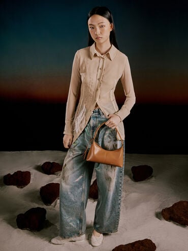 กระเป๋าสะพายไหล่รุ่น Simone, สีรัสเซ็ตบราวน์, hi-res