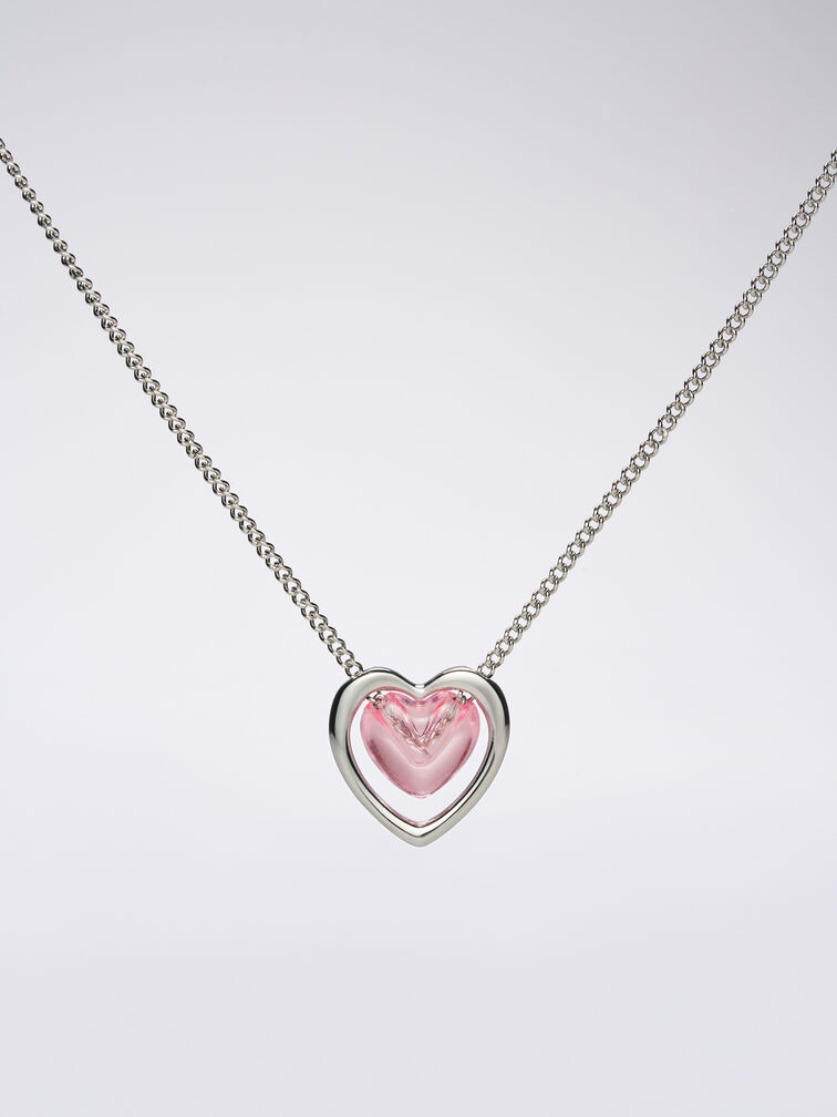สร้อยคอประดับจี้รูปหัวใจเรซิ่นรุ่น Annalise, สีชมพู, hi-res