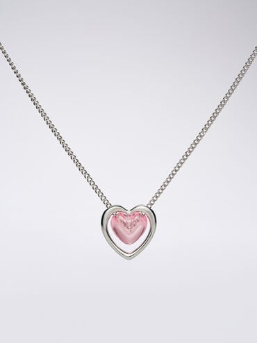 สร้อยคอประดับจี้รูปหัวใจเรซิ่นรุ่น Annalise, สีชมพู, hi-res