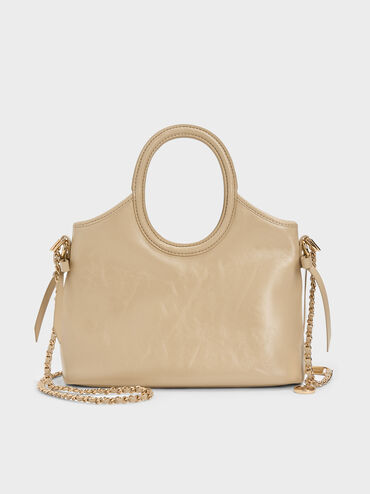 Mini Dalia Bow Oval-Handle Tote Bag, Sand Beige, hi-res
