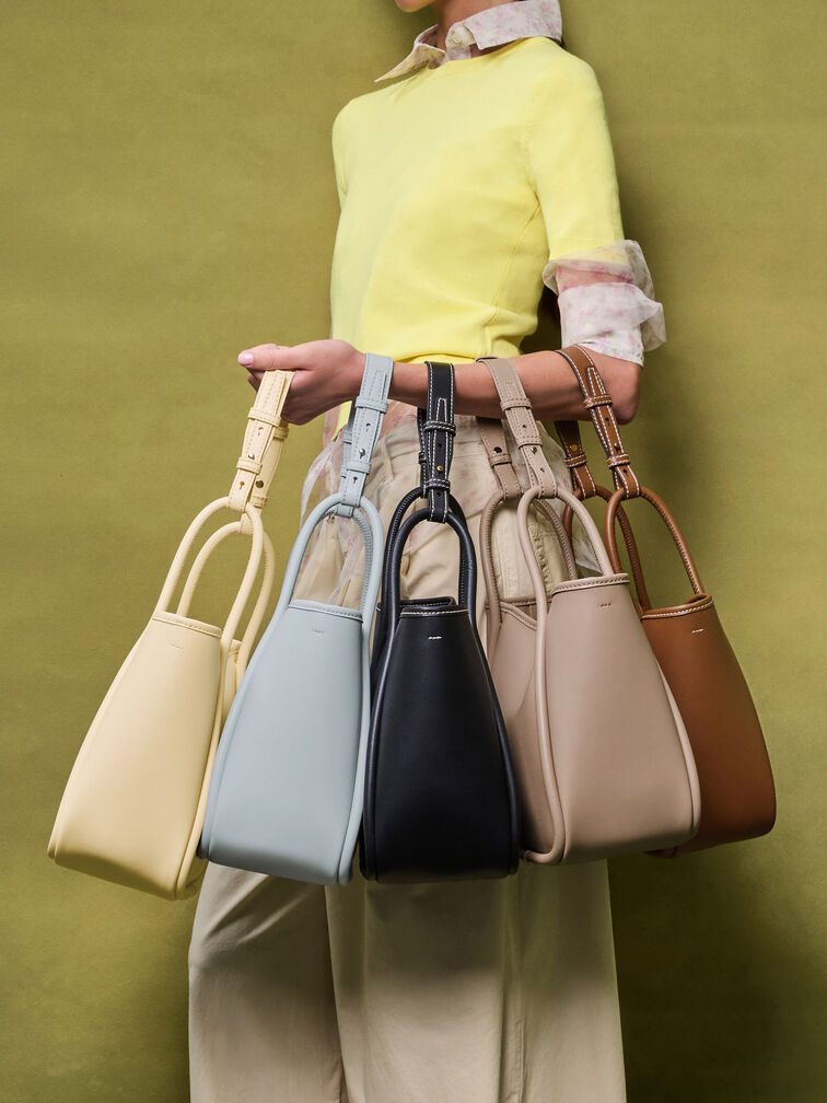 กระเป๋าโท้ทขนาดมินิดีไซน์ขอบรุ่น Lyla, สีดำ, hi-res