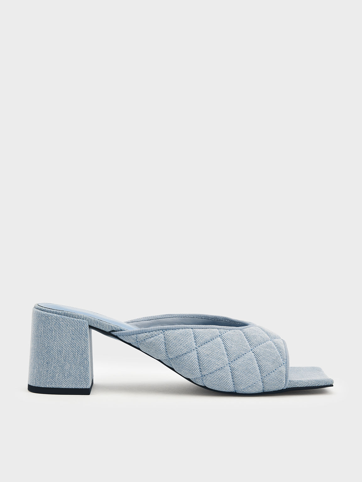 Light Blue Denim Quilted Square Toe
