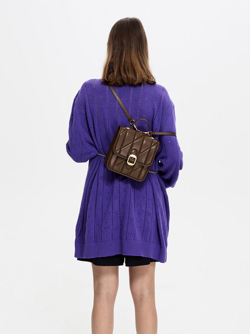 Lin Quilted Belted Backpack, , hi-res