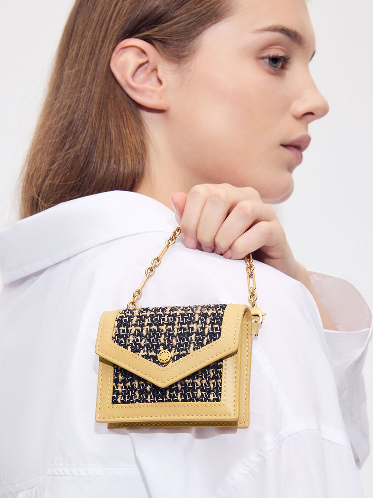Tweed Chain-Link Card Holder, , hi-res