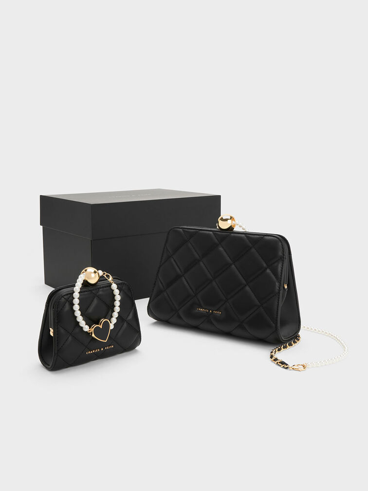 Gift Set: Mini Quilted Chain Bag, Black, hi-res