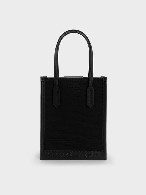 Oona Canvas Geometric Tote Bag, Black, hi-res