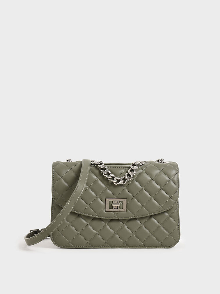 Quilted Turn-Lock Clutch, , hi-res