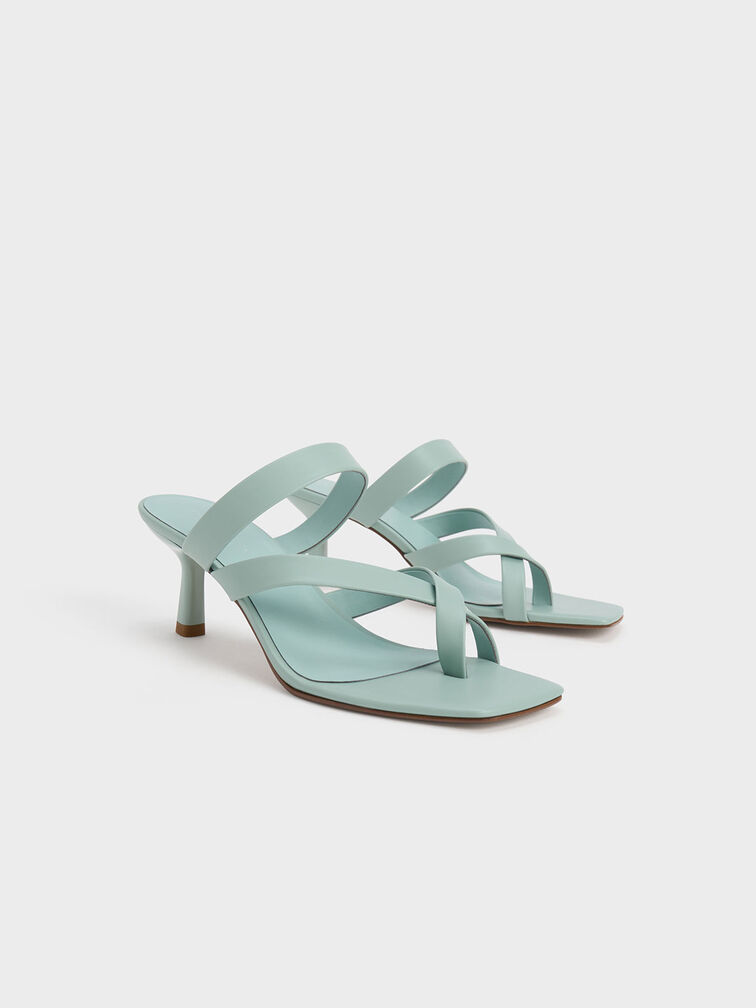 Asymmetric Toe Ring Heeled Sandals, , hi-res