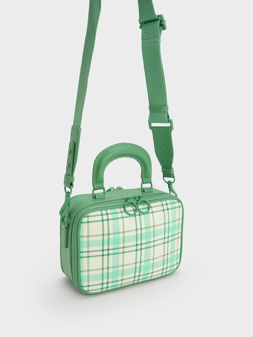Cyrus Checkered Boxy Bag, สีเขียว, hi-res