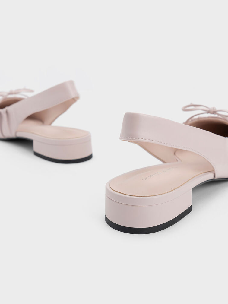 Bow Ruched Slingback Flats, , hi-res