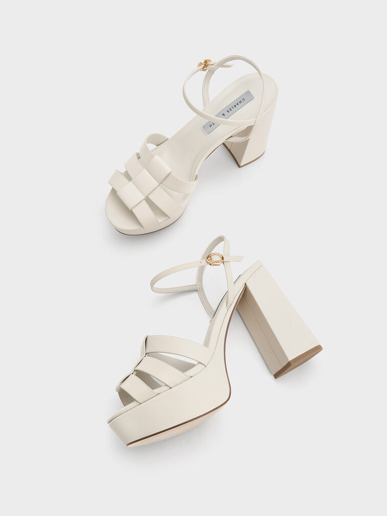 Gladiator Platform Sandals, สีชอล์ค, hi-res