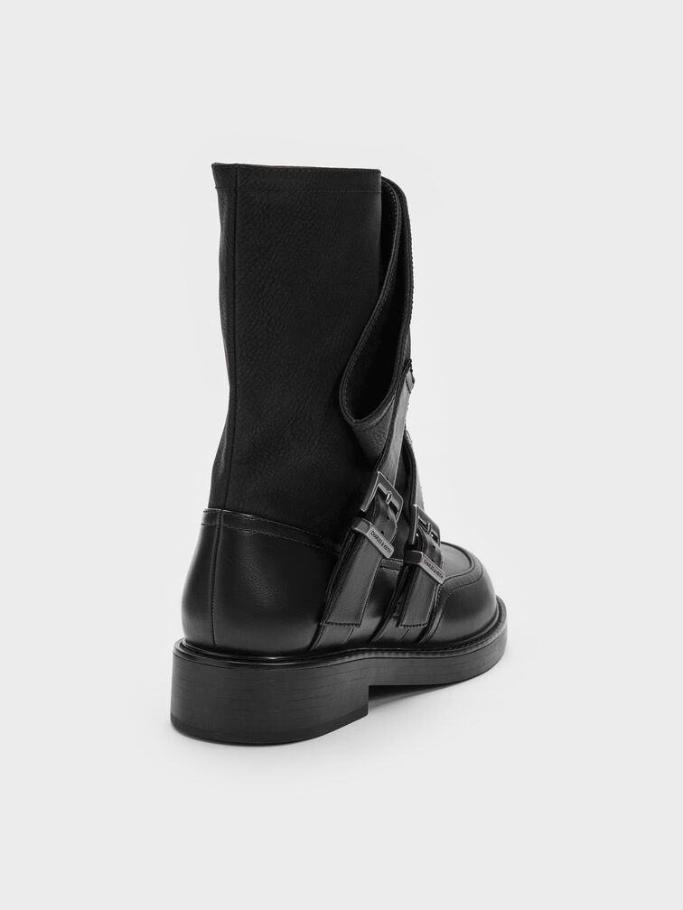 Aether Buckled Calf Boots, Black, hi-res