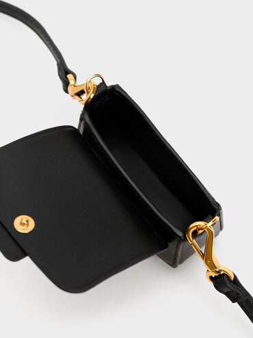 Micro Koa Square Push-Lock Bag, สีดำ, hi-res