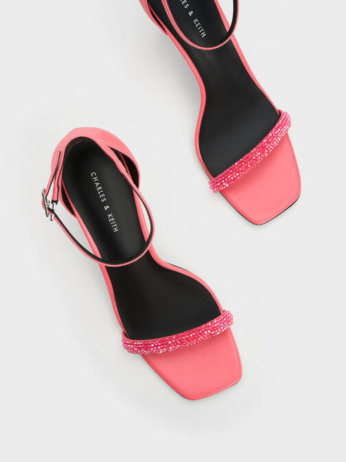 Beaded Strap Heeled Sandals, , hi-res