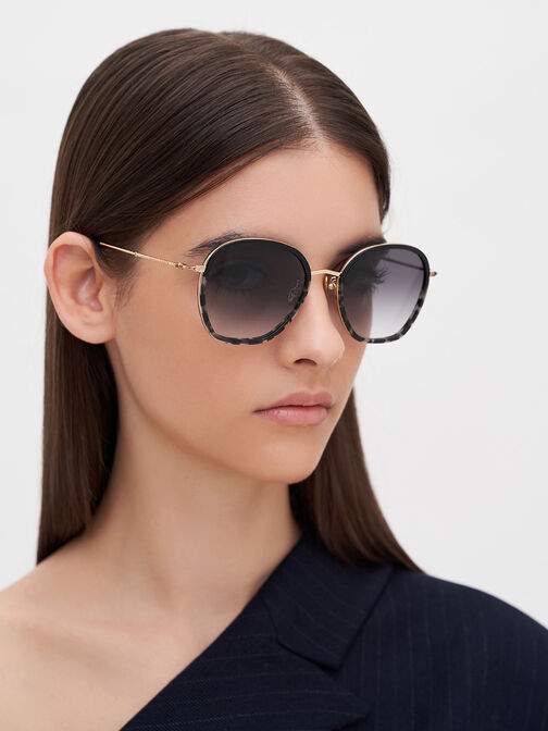 Recycled Acetate Wire-Frame Sunglasses, , hi-res