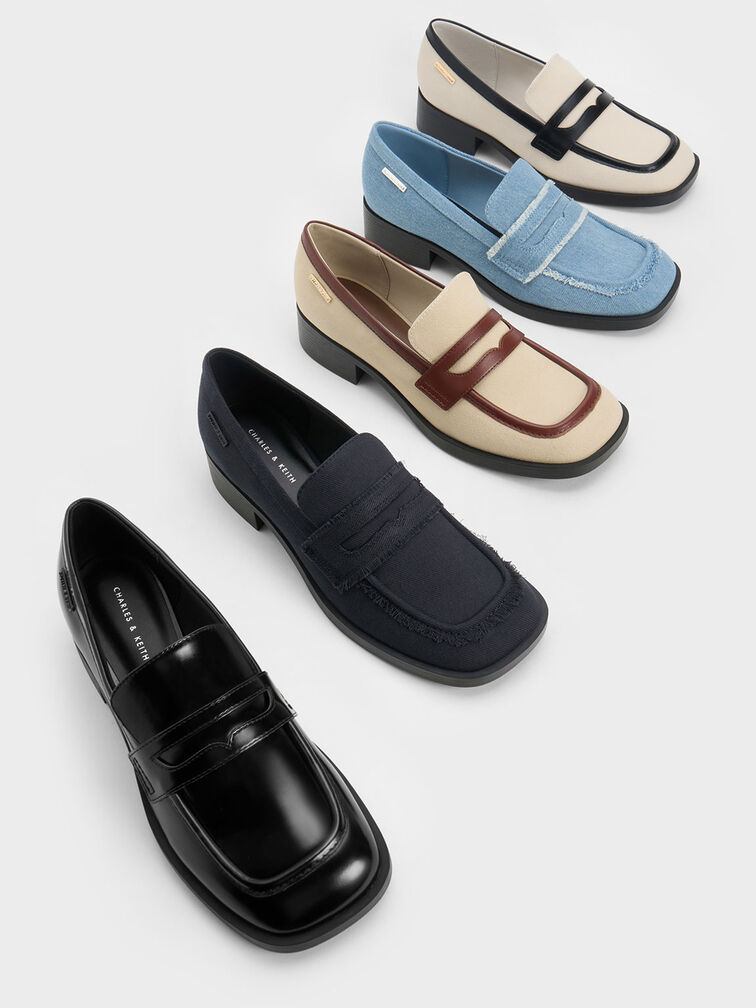 Canvas Cut-Out Penny Loafers, , hi-res