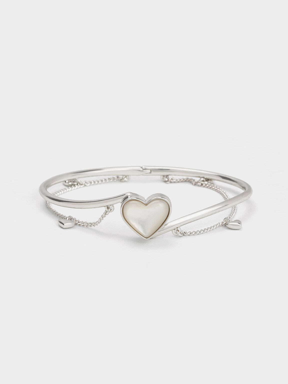 Annalise Heart Stone Chain Link Bracelet Silver