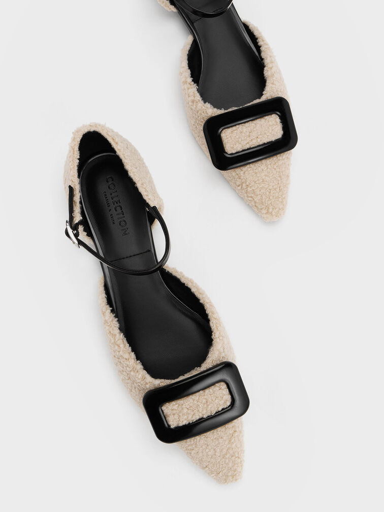 Rosalie Leather Furry D'Orsay Flats, , hi-res