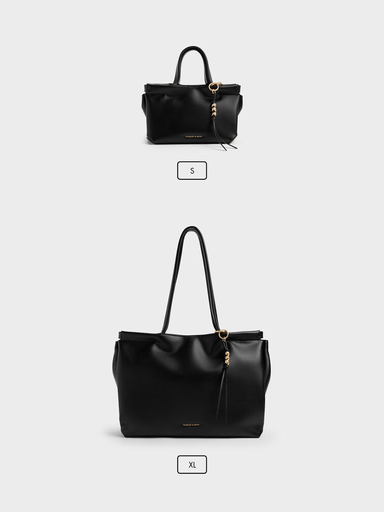 Mini Zephyr Tassel Tote Bag, Black, hi-res