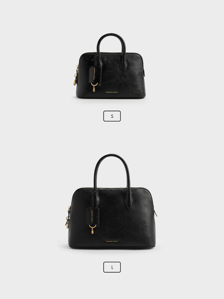 Large Ginevra Structured Bowling Bag, Black, hi-res