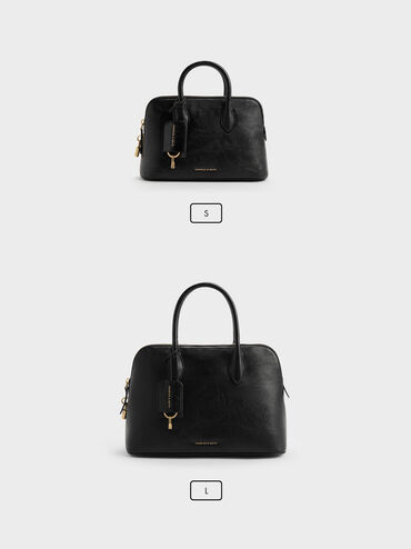 Large Ginevra Structured Bowling Bag, Black, hi-res