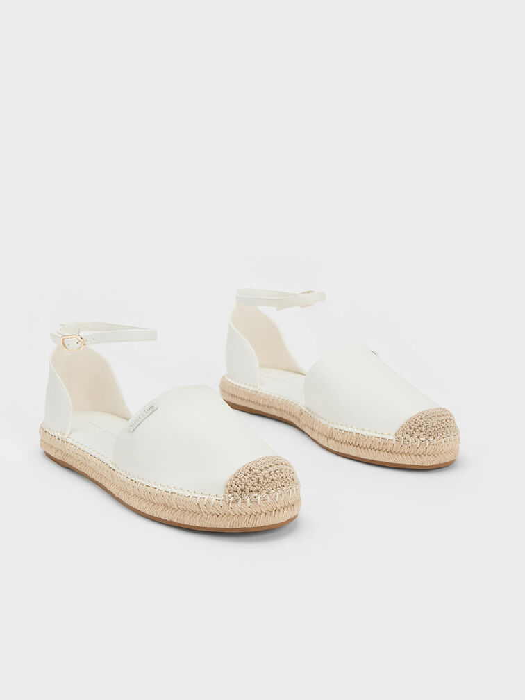 Ankle-Strap Espadrille Flats, Chalk, hi-res