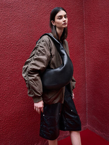 Toni Knotted Crescent Hobo Bag, Noir, hi-res
