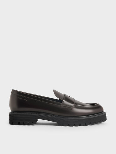 Kaiya Penny Loafers, Dark Brown, hi-res