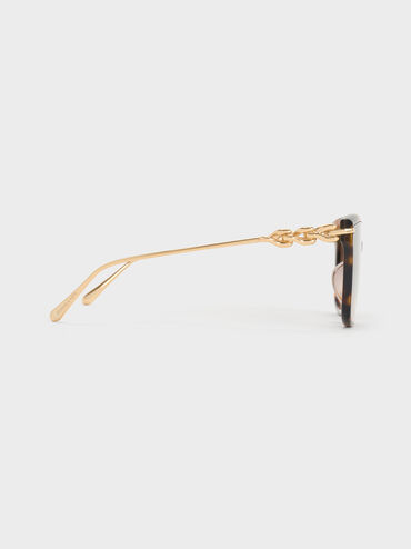 Kris Tortoiseshell Chain-Detail Sunglasses, T. Shell, hi-res