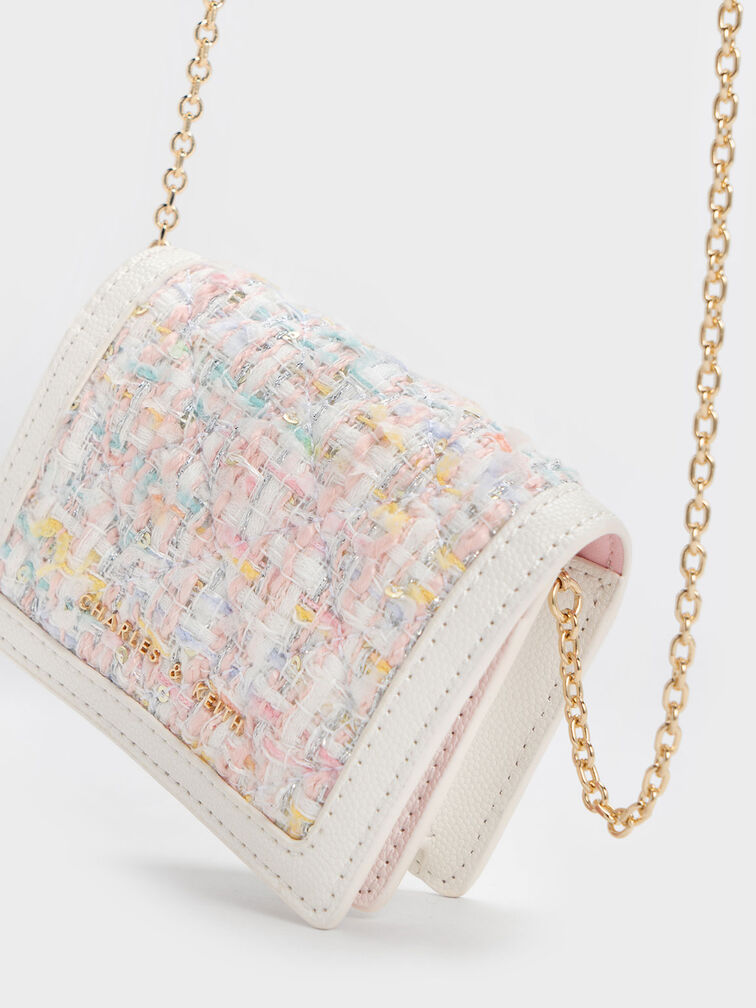 Micaela Tweed Cardholder, สีขาว, hi-res
