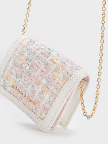 Micaela Tweed Cardholder, สีขาว, hi-res
