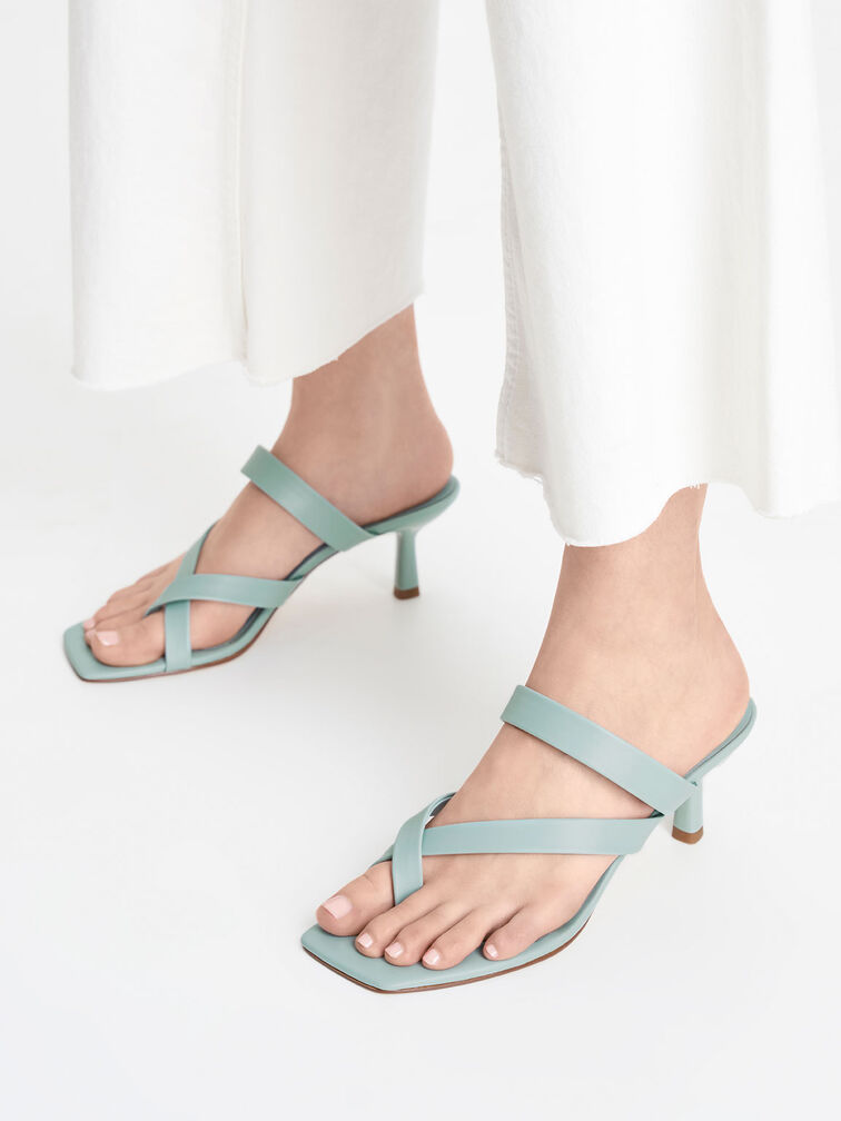 Asymmetric Toe Ring Heeled Sandals, , hi-res
