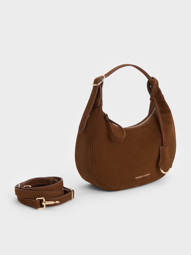 Vega Faux Suede Hobo Bag, Pecan Brown, hi-res