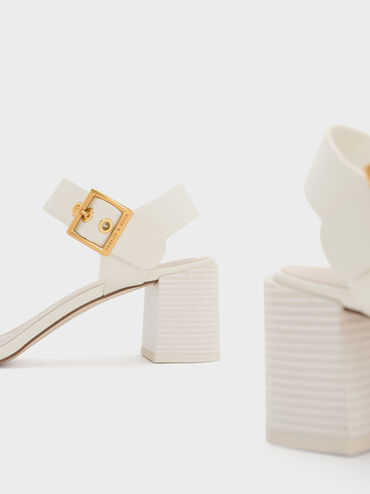 Square-Buckle Block Heel Sandals, Cream, hi-res