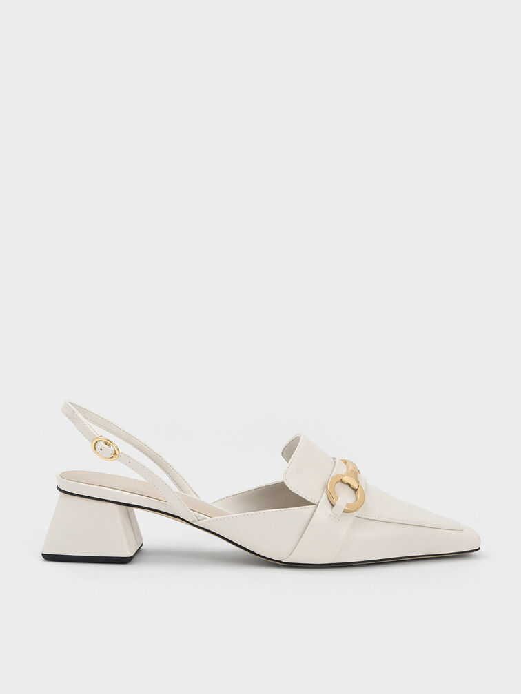 Metallic Bar Slingback Pumps, , hi-res
