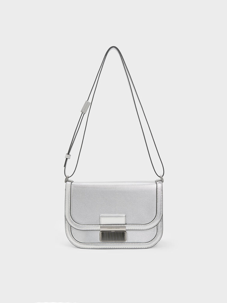 Metallic Charlot Bag, Silver, hi-res