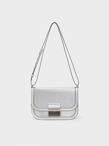 Metallic Charlot Bag, สีเงิน, hi-res