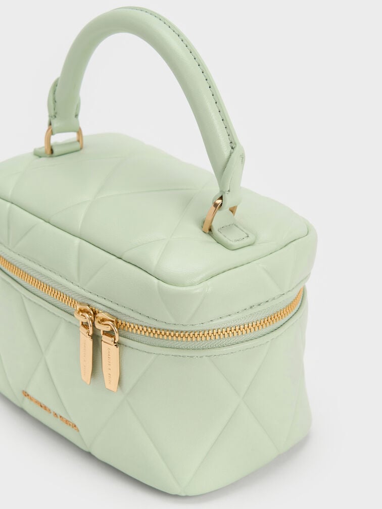 Arwen Quilted Top Handle Vanity Bag, Mint Green, hi-res