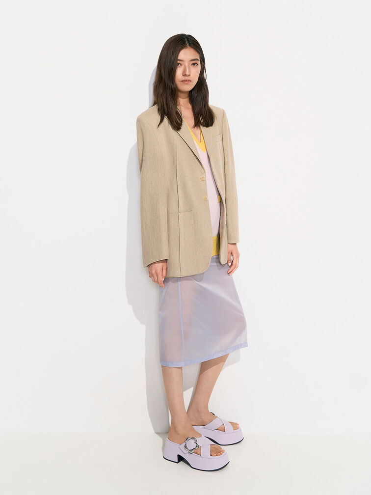 Flower-Buckle Crossover Platform Mules, , hi-res