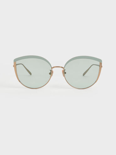 Thin Metal Frame Cat-Eye Sunglasses, , hi-res