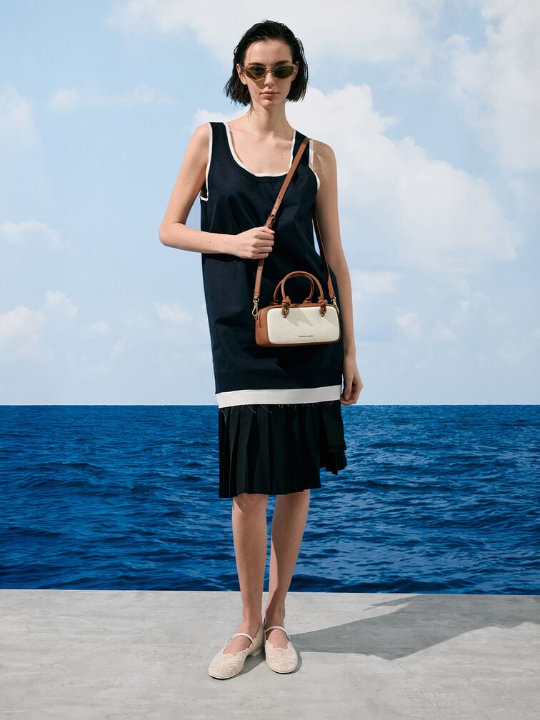 Sammie Canvas Knotted-Handle Elongated Bag, Taupe Canvas, hi-res