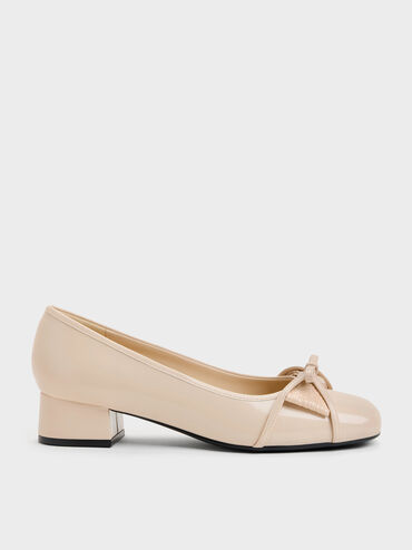Bettina Double-Bow Pumps, Beige, hi-res