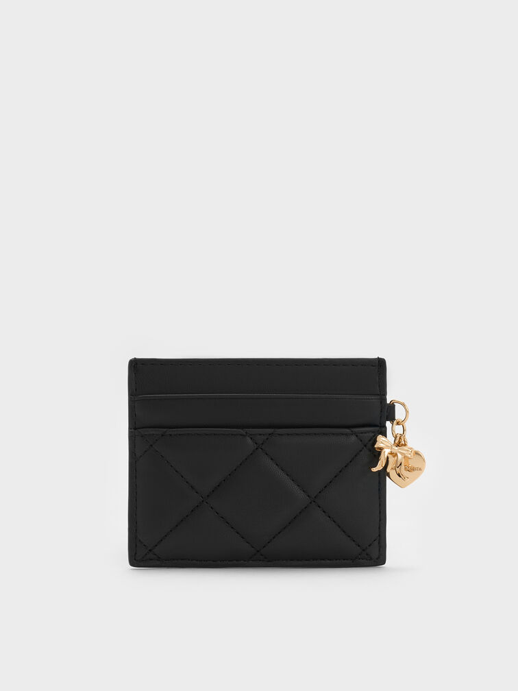 Arrietty Quilted Card Holder, Black, hi-res