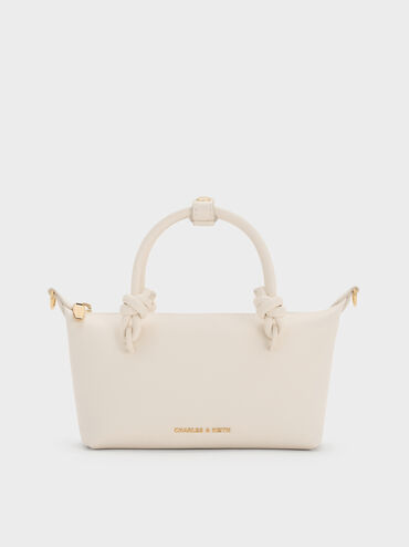 กระเป๋าโท้ทหูจับแบบปมรุ่น Sammie, สีครีม, hi-res