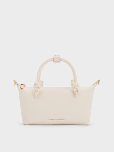 กระเป๋าโท้ทหูจับแบบปมรุ่น Sammie, สีครีม, hi-res