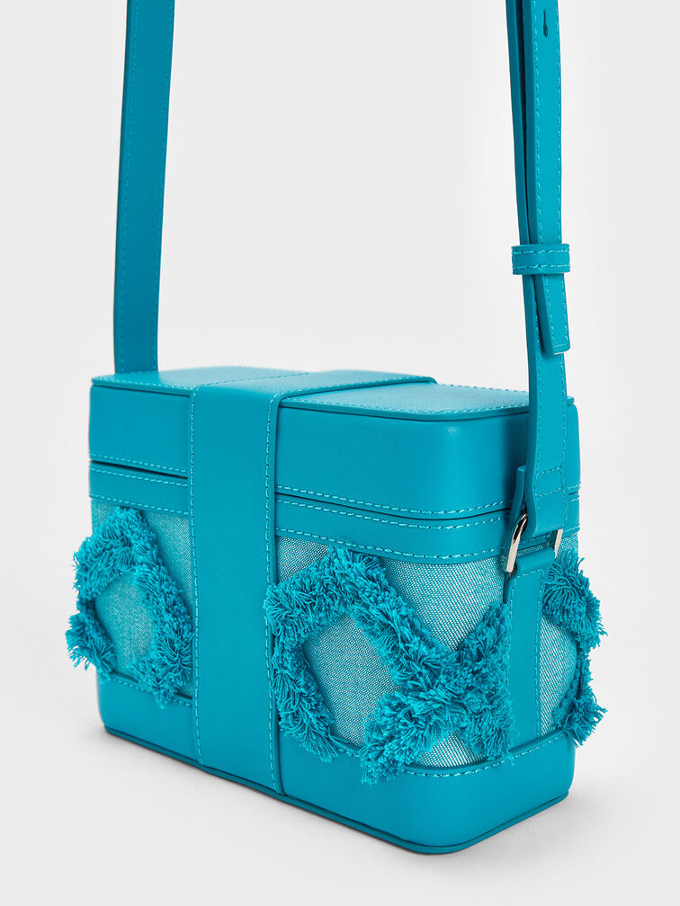 Bronte Frayed Denim Boxy Crossbody Bag, , hi-res